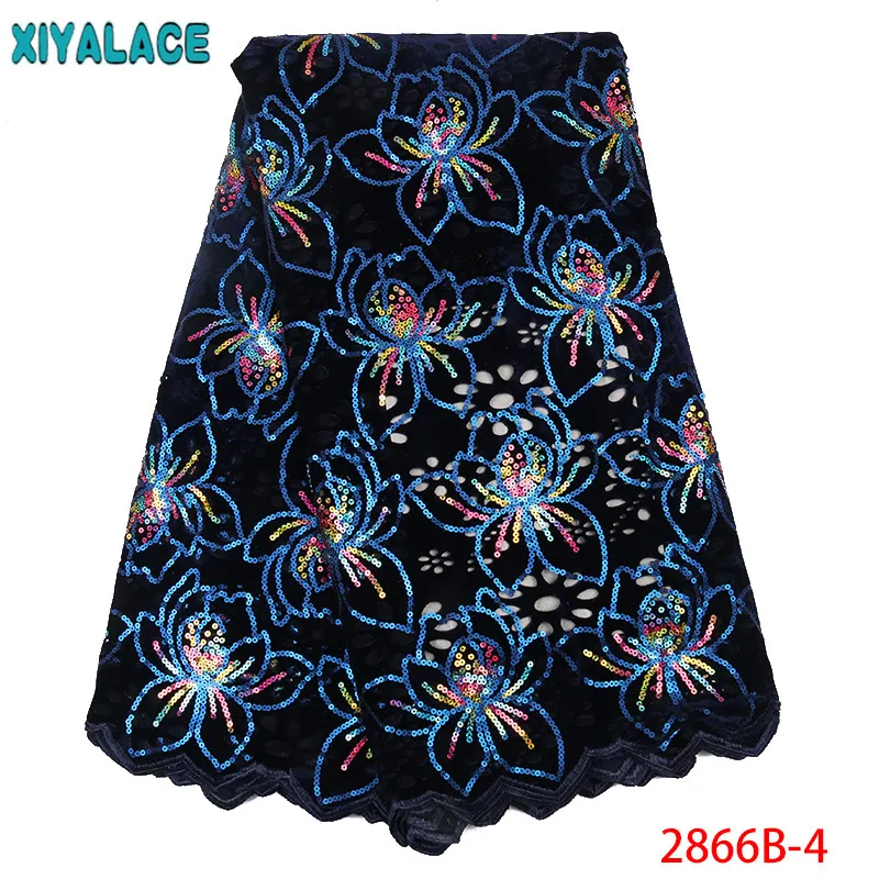 

African Sequence Lace New,Hot Sale Velvet Sequins Lace Fabric,French Lace Fabric for Nigerian Dresses KS2866B-4
