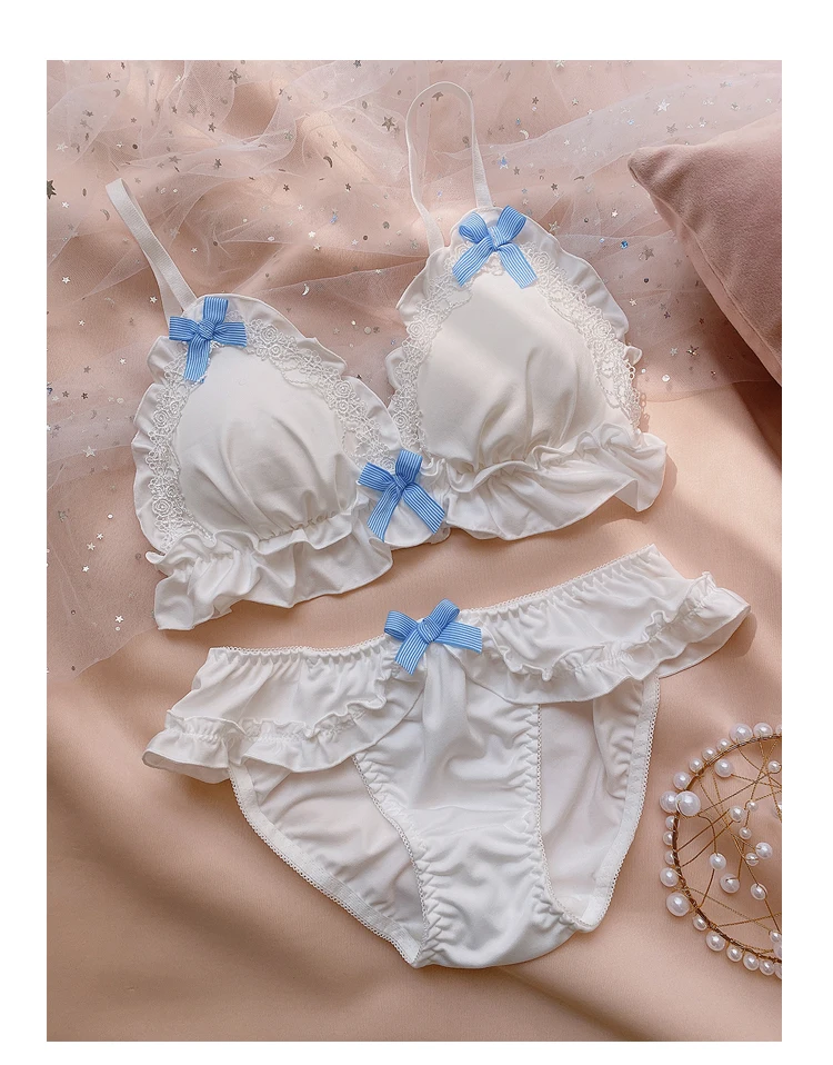 Honviey My Melody Cute Japanese Bra & Panties Set Wirefree Soft