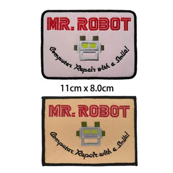 

Mr.robot embroidered iron on patch, computer repair with a smile jean jacket fabric patch cloth accessories DIY