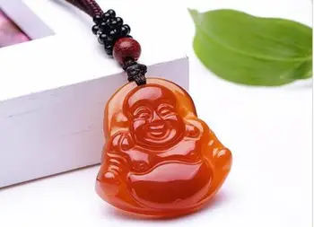 

LETSFUN Fine Jewelry Unique Fashion Natural Onyx Chalcedony Hand Carved Maitreya Bodhisattva Pendant Free Shipping