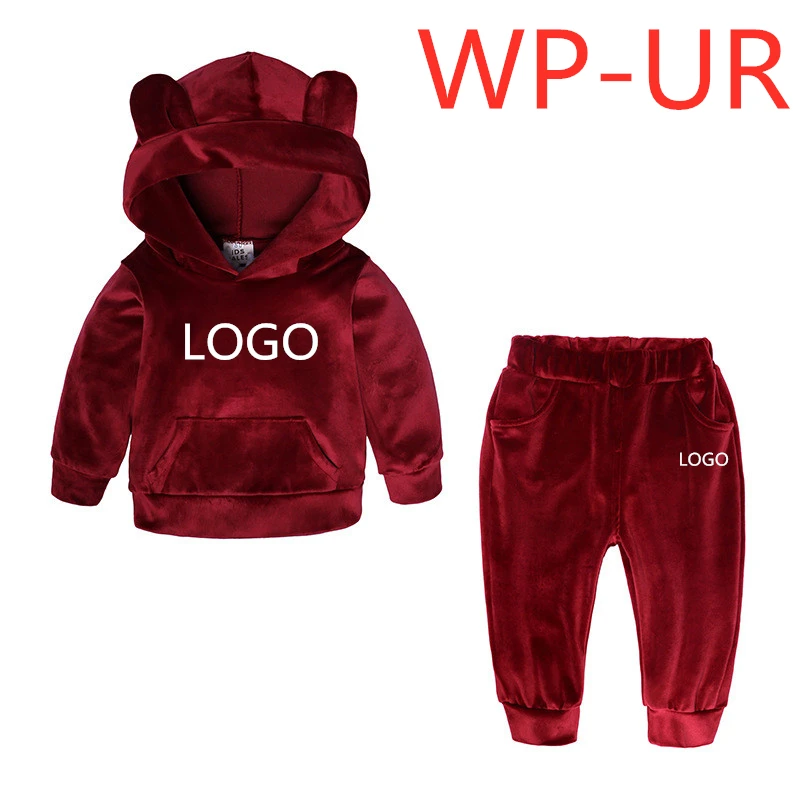 WP-UR комплекты одежды для детей; однотонные спортивные костюмы для детей; флисовый пуловер; осенне-зимняя одежда; Детский Повседневный комплект; топ+ штаны