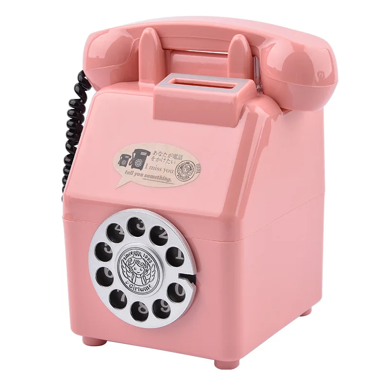 Pink Творческий Ностальгия Ретро Телефон Стиль Копилка банка домашний декор коробки для накопления денег игрушка в подарок для детей - Color: Pink