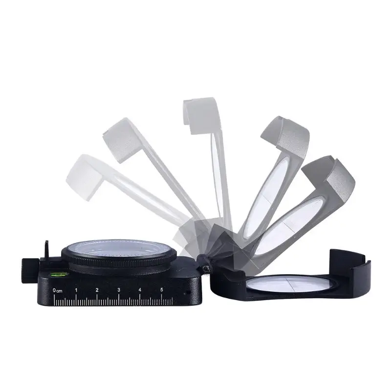 LED luminous black compass flip instrument map pulley measuring for Map ranging azimuth night illumination A6HC