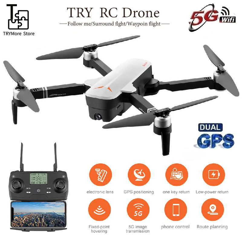 

GPS RC Drone with 5G Wifi 4K HD Dual Camera Optical Flow Follow Gesture Selfie Quadcopter Flight 23mins Dron VS F11 drone 8811