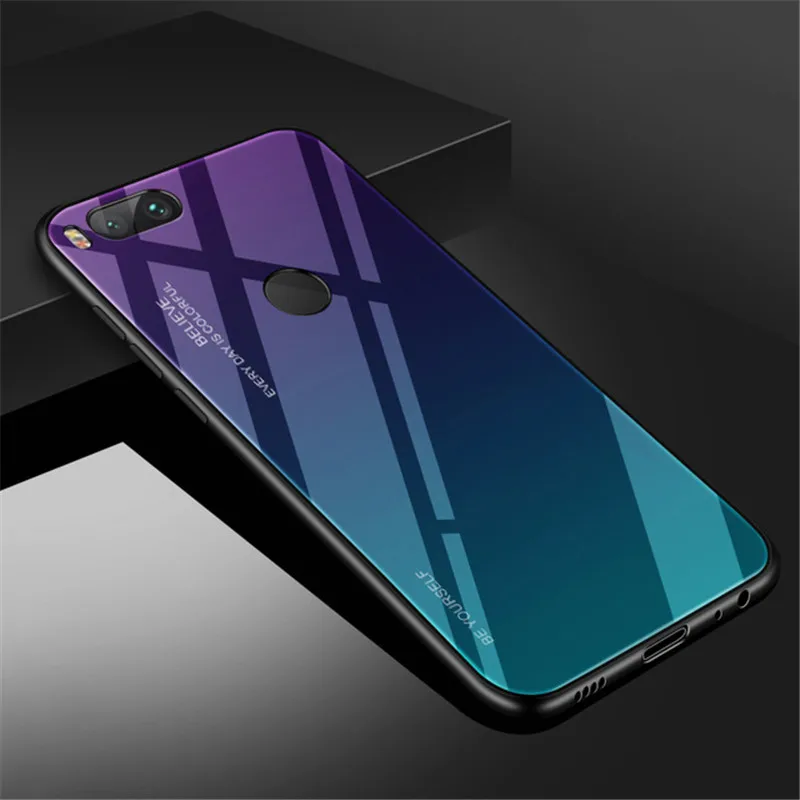 Gradient Painted Tempered Glass Case For Xiaomi Mi8 Mi A2 Lite A1 Pocophone F1 Mi6 Phone Case Redmi Note 5 6 Pro Mi6X Mi5X Cover (18)