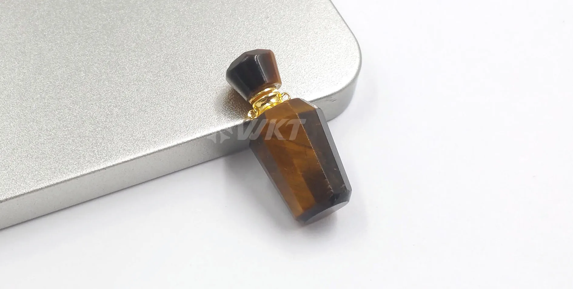 WT-P1485 5 штук! Подвеска в виде бутылочки парфюма из натурального камня с золотым двойным круговой крюк, каменная подвеска, Модные женские ювелирные изделия