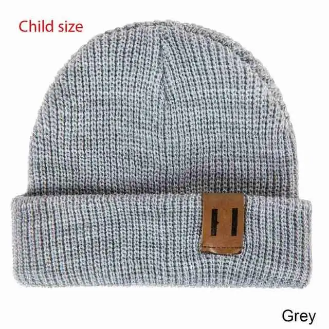 child gray TRUENJOY/Новое поступление, Детская Зимняя Шапка-бини, мягкая теплая вязаная шапочка-бини для мужчин и женщин, SKullies, девочки-мальчики, взрослые дети - Цвет: child gray