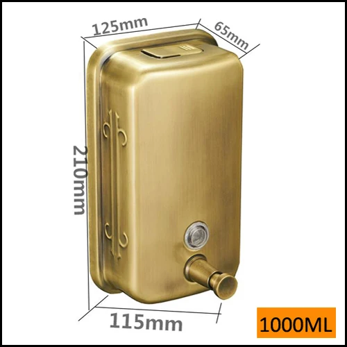 1000ML Новейший 304 SUS античный из нержавеющей стали Бронзовый настенный 1000 мл кухонный диспенсер для мыла и шампуня SD1004 - Цвет: 1000ML