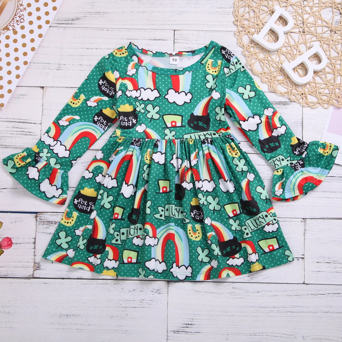 Лидер продаж; платье для девочек в европейском и американском стиле с радужным облаком; импортные товары; детское платье; детская одежда