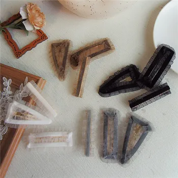 

2020 New Korea Temperament Sweet Lace Yarn Geometric Triangle Square BB Clip Simple Fashion Women Girl Hairpins Hair Accessories