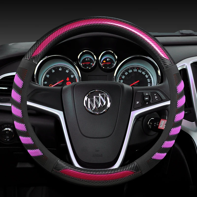 

Car Carbon Fiber Leather Steering Wheel Covers Interior Accessories 38cm for Buick lacrosse Excellet Verano Regal Car Styling