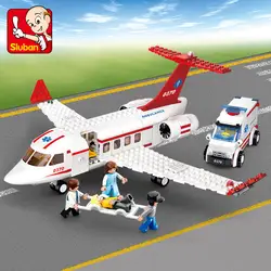 Sluban авиационная Медицинская Скорая помощь модель самолета фигурки DIY строительные блоки Развивающие Кирпичи игрушки для детей