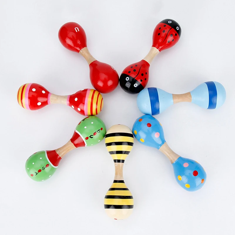 Kids Music Toys Wood Sand Hammer Maraca Rattles