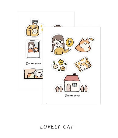 LOVELY CAT SIXONE мультяшная девушка милая наклейка серия Студенческая записная книжка телефон оболочка ручная учетная запись Kawaii декоративная этикетка наклейка s канцелярские товары - Цвет: LOVELY CAT