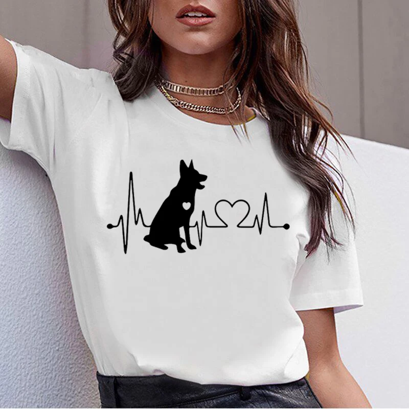 Dachshund Pug Teckel Funny T Shirt Women Harajuku Cute French Bulldog Frances German Shepherd T-shirt Pit Bull Tshirt Top Female - Цвет: 21566