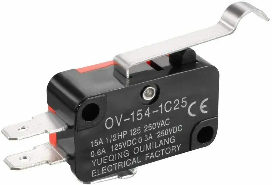 

10pcs V-154-1C25 long handle roller Snap Action Push Button SPDT Momentary On-Off Micro Limit Switch 15A 250V Red/Black