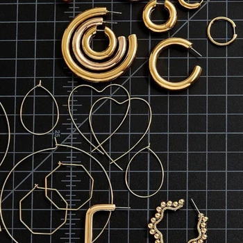 

Simple Big Geometric Huggie Hoop Earrings Trendy Gold Color Hollow Circle Round Earrings Female Minimalist Jewelry 2020