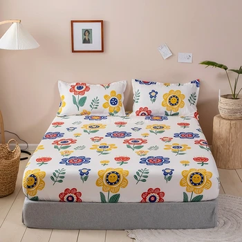 

Beautiful Flower Plants Printing Fitted Sheet Bedsheet Adjustable with Elastic Band Mattress Cover for Kids Adults 180cmx200cm