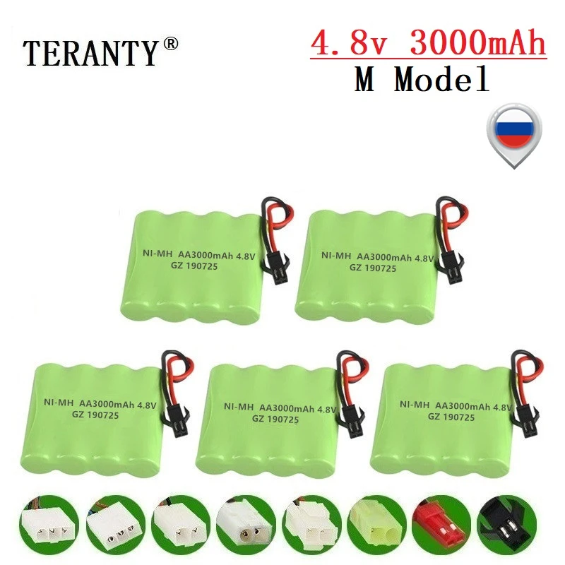 ( M Model ) 4.8v 3000mah NiMH Battery For Rc toys Cars Tanks Robots Boats Guns Rechargeable 4* AA Pack 5Pcs | Игрушки и хобби