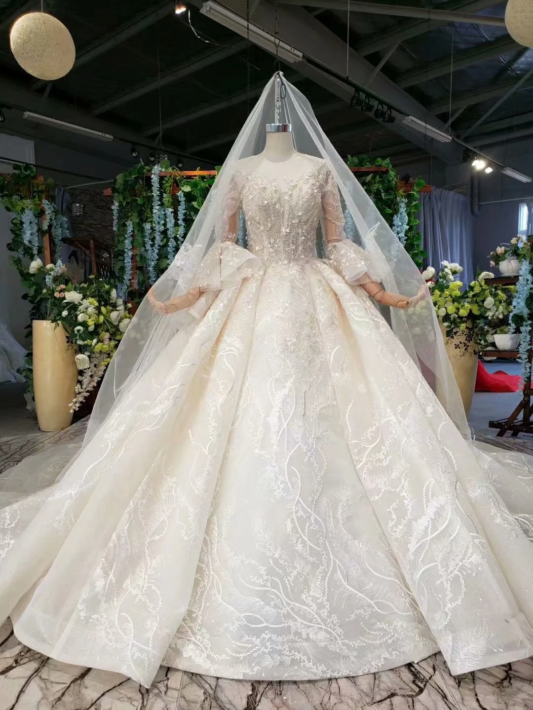 BacklakeGirls Vestidos De Novia свадебное платье принцессы с расклешенными рукавами Бальные Свадебные платья с аппликацией на заказ Suknia Slubna