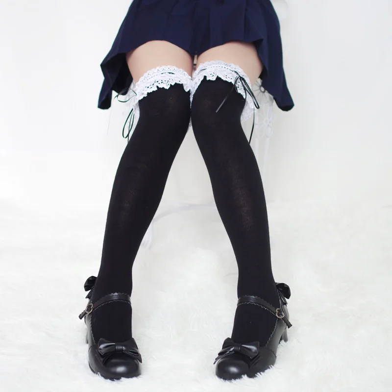 Giapponese dolce collegio stile di calze di cotone del merletto calze di pizzo al ginocchio della ragazza Lolita calze studente di altezza Carino Lolita Morbido Della Ragazza