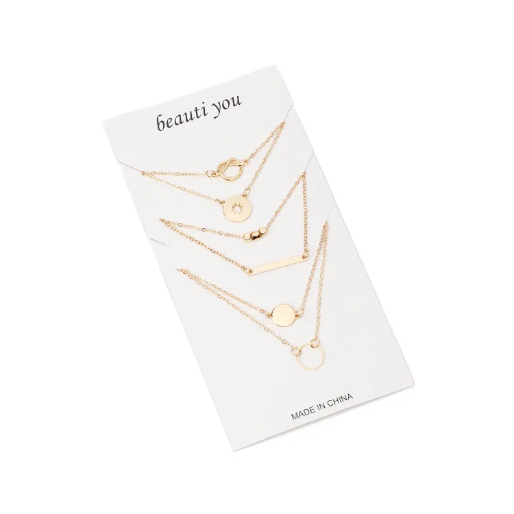 

Hot Selling Multilayer Metal Choker Combination Europe And America Accessories Geometry Short Necklace Set