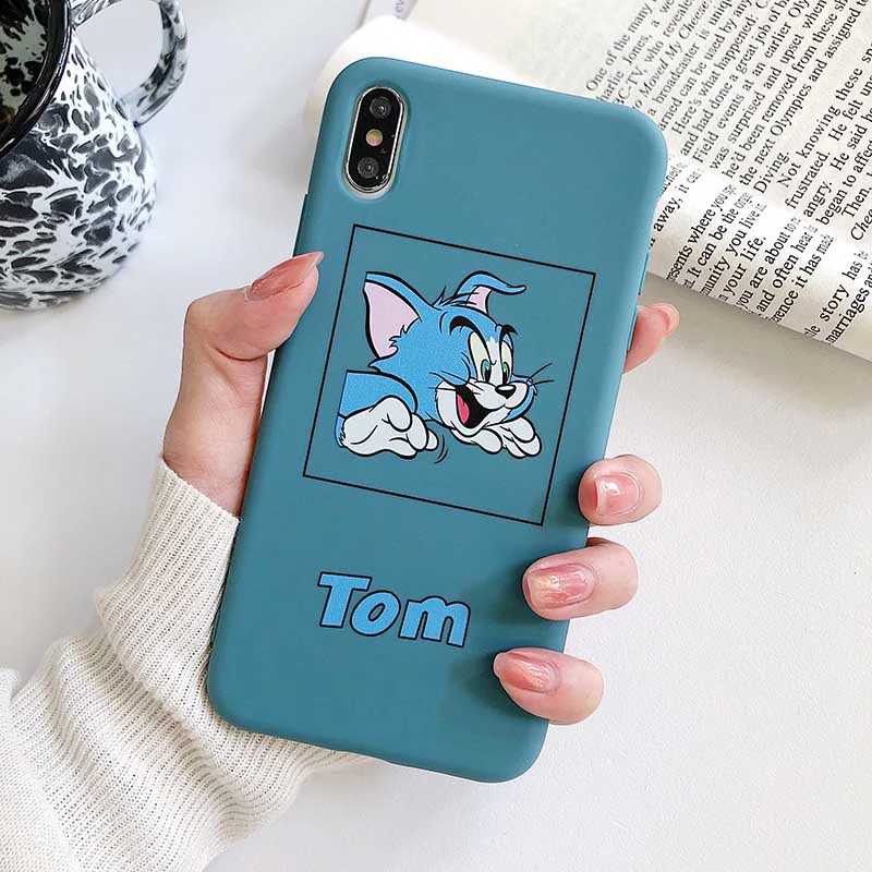 Забавный чехол для телефона Tom Jerry для iPhone 11Pro X XS Max XR 6 6S 7 8 Plus, мягкий силиконовый защитный чехол из ТПУ с милым мультяшным котом Маусом - Цвет: 1