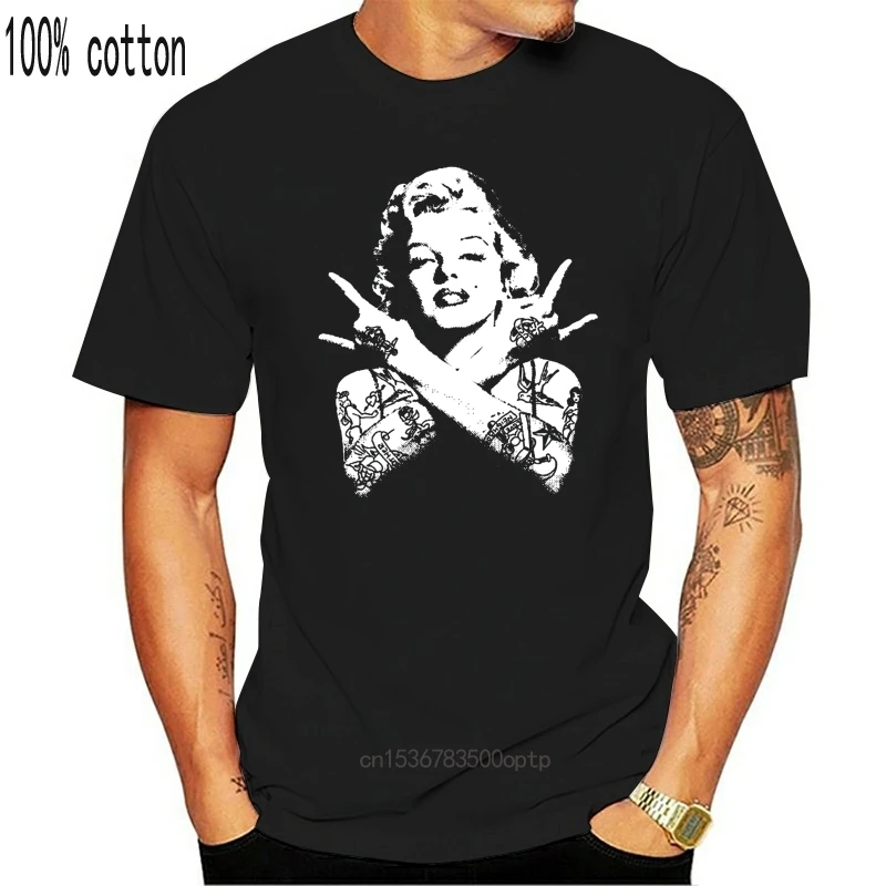 Marilyn Monroe Tattoo 1 Премиум Футболка Marylin Biker Motorrad Punk Rock N Roll модные хлопковые футболки