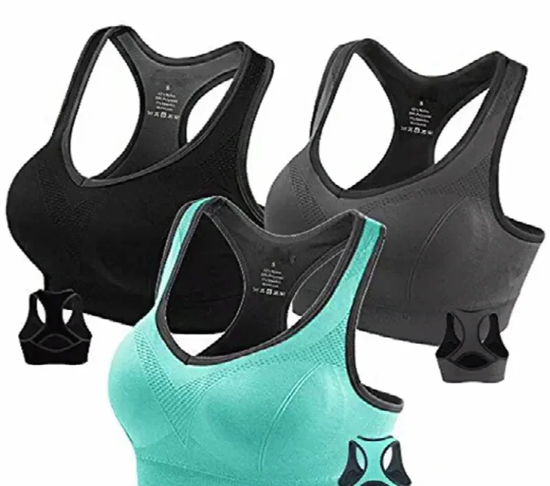 Racerback Sports Bras- Padded Seamless High Impact Support for Yoga Gym Workout Fitness
