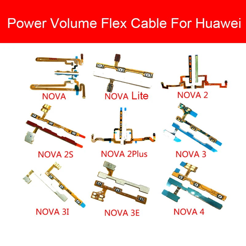 Гибкий кабель громкости и питания для Huawei Nova 2 2i 2Plus 2S 3 3e 3i 4 4e 5i 5Pro Lite Power Боковая