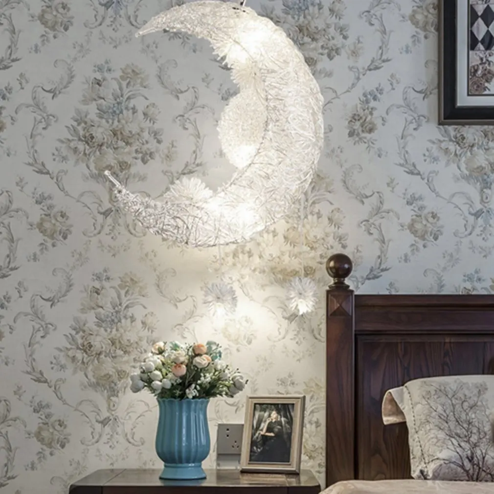 

Romantic Moon Star Children Bedrooms Ceiling Lamp Chandelier Pendant Lamp Chandeliers LED Star Adjustable Hanging Lights Sale