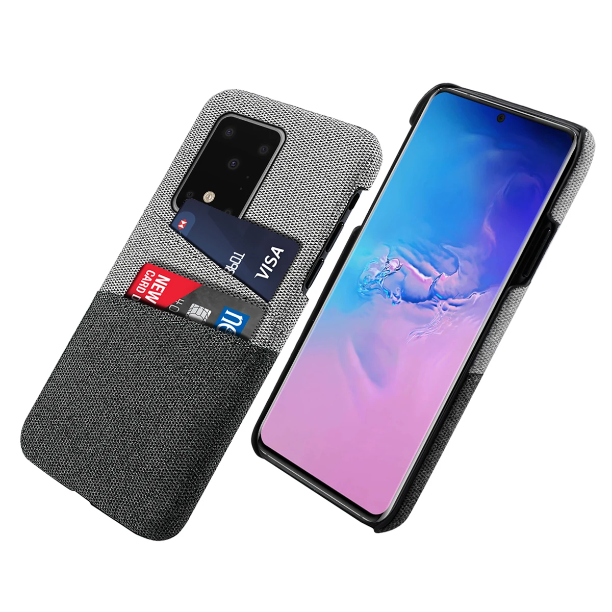 For Samsung Galaxy S20 Ultra Plus Case Slim Back Hard PC Anti-Scratch Protective Fabric Cloth Cover with 2 Cards Slots | Мобильные