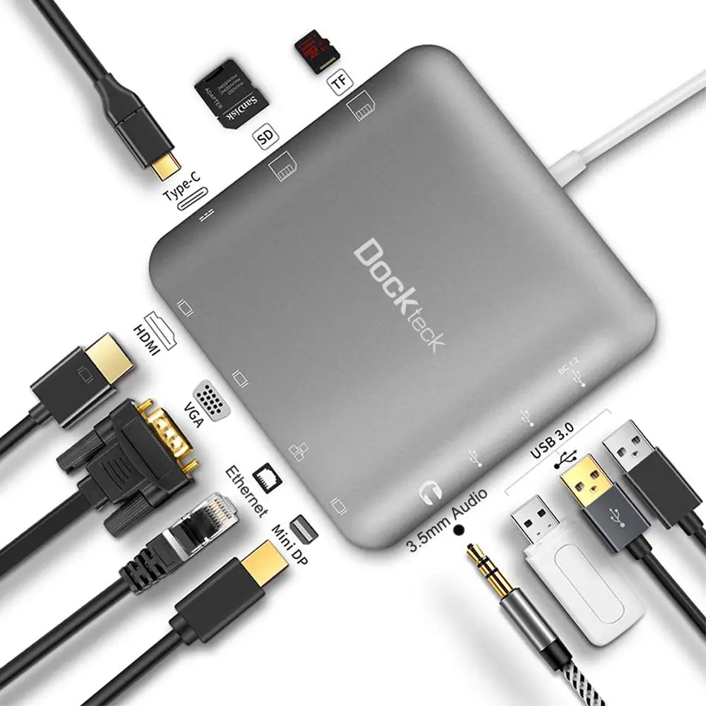 Многопортовый концентратор USB C многопортовый Type 11 в 1 Совместимость с Thunderbolt 3