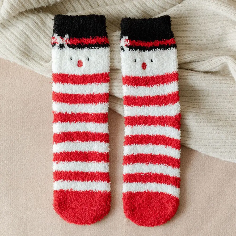 Details about   Coral Fleece Cartoon Half Fleece Women's Socks Korean Thick Warm Christmas Socks 