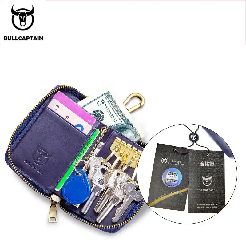 Bullcaptain本革男性 女性キー財布ユニセックスrfidブロッキングビジネスキーケースファッションカードホルダーコイン財布キーケース キーケース Aliexpress