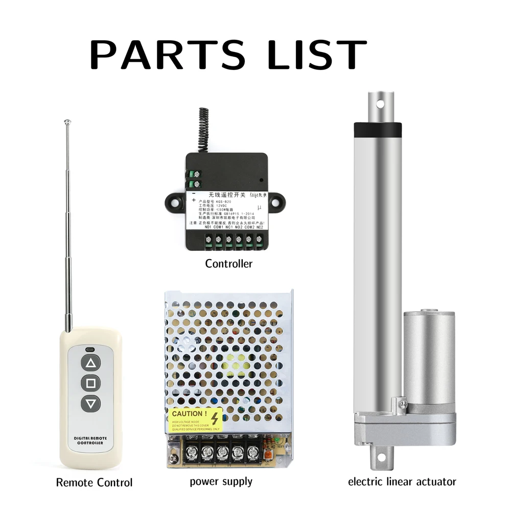 

2 in 1 Linear actuator RF remote control 12V metal gear linear motor 50mm 100mm 150mm 200mm 250mm 2.5A max