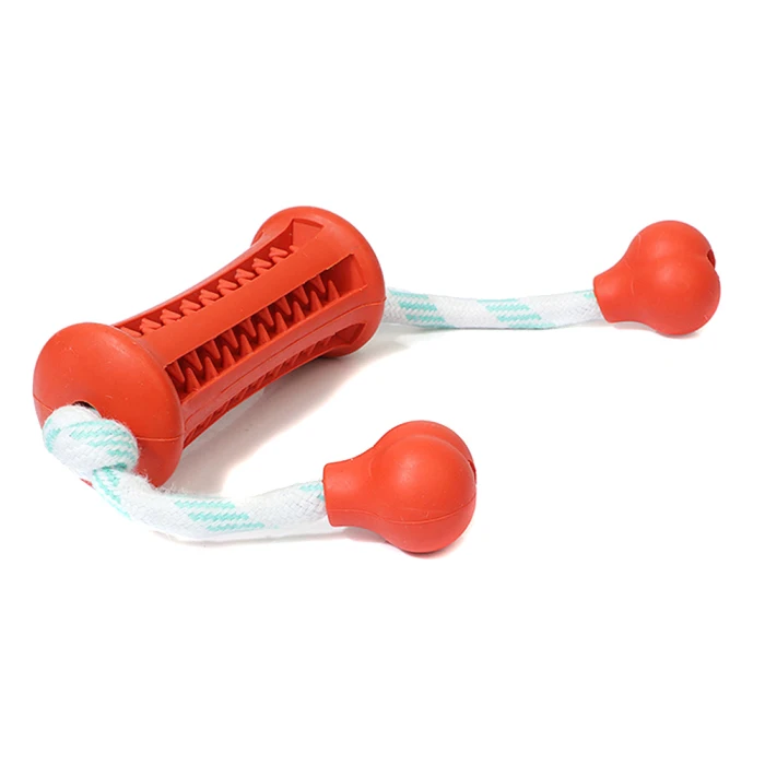 New Pet Dog Chew Toy Treat Trainning Rubber Molar Teeth Cleaning Interaction Toy with Rope NE