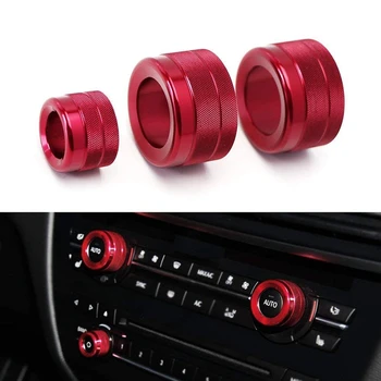 

Aluminum AC Climate Control and Radio Volume Knob Ring Covers for 2014/2015-Up BMW X5 X6 (F15 F16) 3Pcs Red