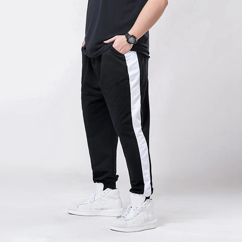 6XL 7XL осенние мужские повседневные спортивные штаны спортивные брюки простые плюс размер с высокой талией свободные эластичные стрейч 130 кг хлопковые брюки