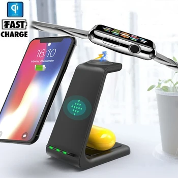 

10W QI 3 In 1 Wireless Charger For Samsung S20 Ultra Plus S10 S9 S8 Note 9 8 Chargers Stand For Samsung Watch Galaxy Buds Plus