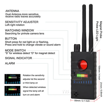 Dual Antenna G528 Anti Candid Hidden Camera Detector RF Signal Secret GPS Audio GSM Mobile Phone Wifi Pinhole Cam Spy Bug Finder 3