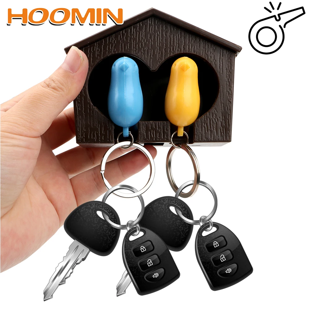 Keyholder Hanger Creative Double Bird Nest Sparrow House Whistle Storage Rack Key Organizer Wall Mounted Couple Keychain | Дом и сад