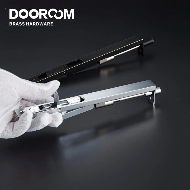 Door Brass Flush Bolt Latch Concealed Security Slide Lock Lever Action 8 10 12 24 For Double Door Spring