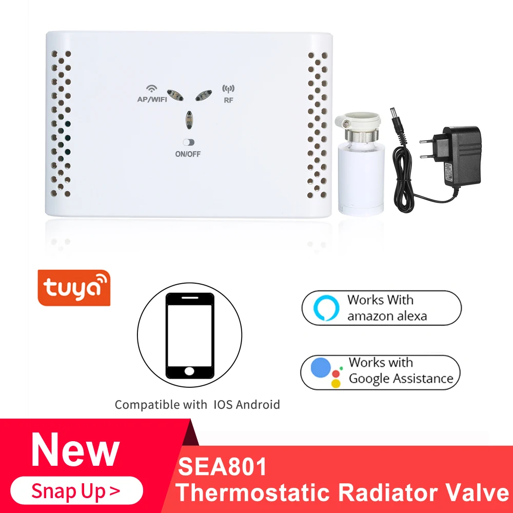 

SEA801-WIFI Thermostat Temperature Controller Heating and Accurate TRV Thermostatic Radiator Valve programmable Voice Controller