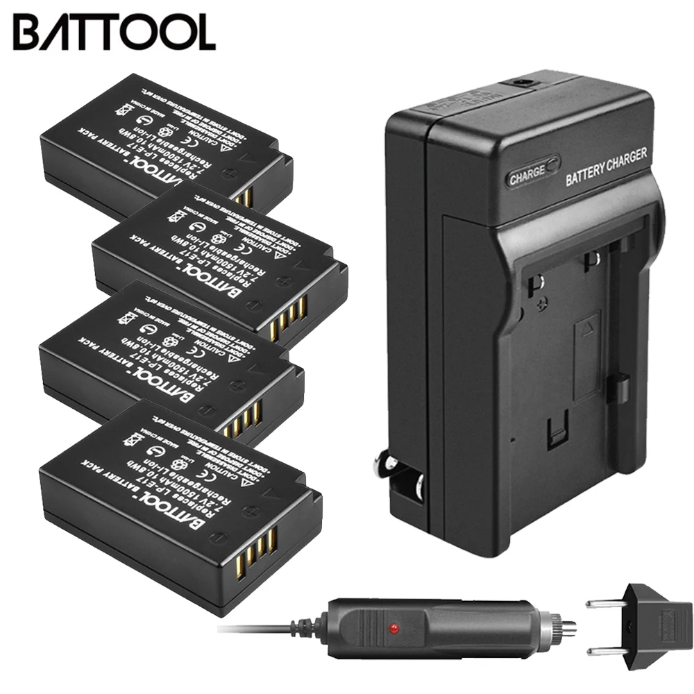 Batcool LP E17 LPE17 4 шт. литий ионная аккумуляторная батарея зарядное устройство для Canon