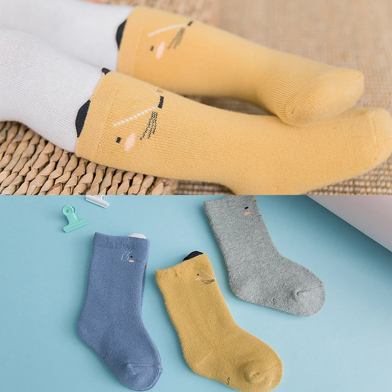 Носки мягкие теплые до колена для новорожденных 3 пары |