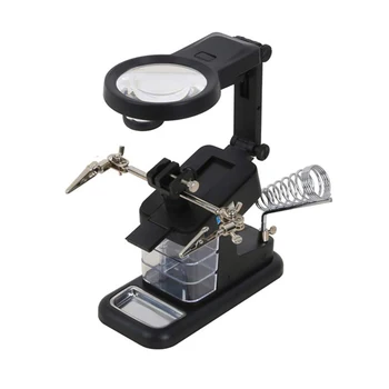 

3x/4.5x/25x Soldering Table Magnifier Illuminated Magnifying Glass Third Hand Magnifier With Led Lights Optical Instruments Tool