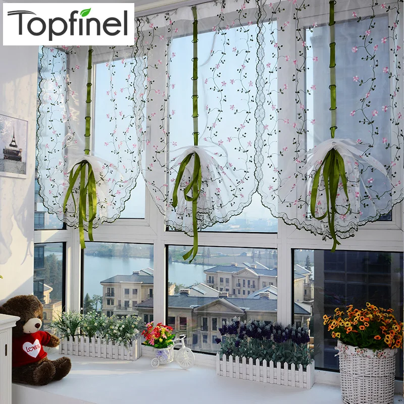 Topfinel бабочка цветок римские прозрачные шторы для гостиной кухни спальни вышитые оконные дапировки шторы тюль
