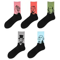 Classic Figure-head Long Socks Cotton Mid-tube Fashion Socks Men Women Cartoon Skateboard Hip Hop Personality Style Pair Socks