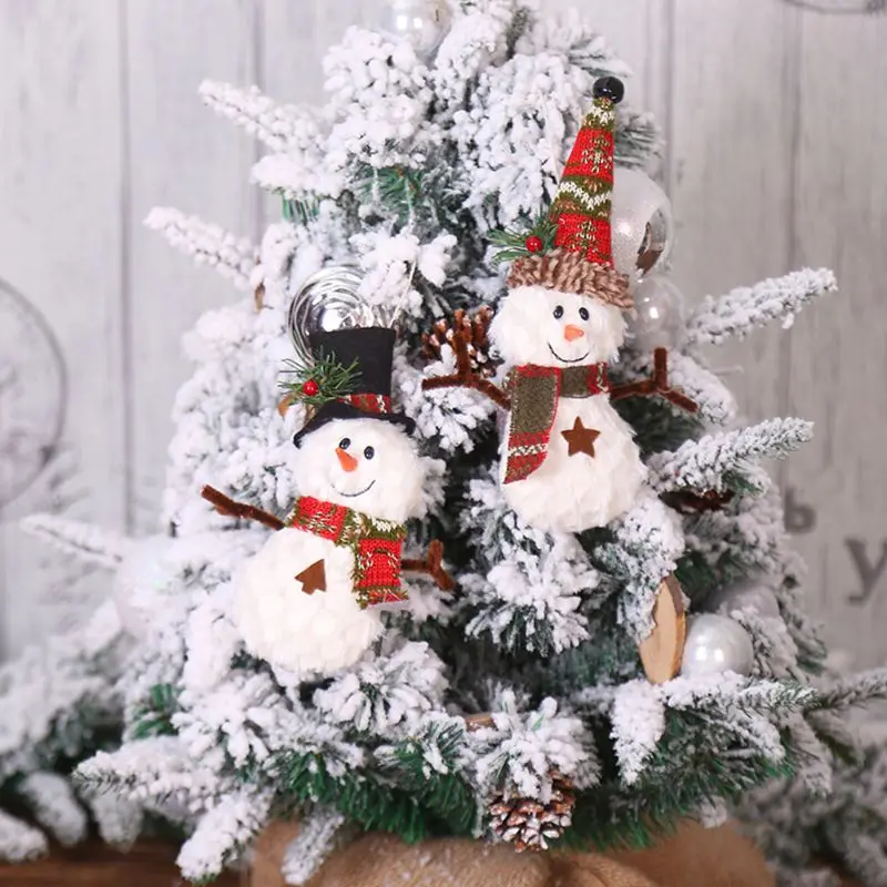 2pcs/set Christmas Tree Hanging Decoration Snowman Ornaments Toy Doll Festival Party Home Decor Xmas Gift